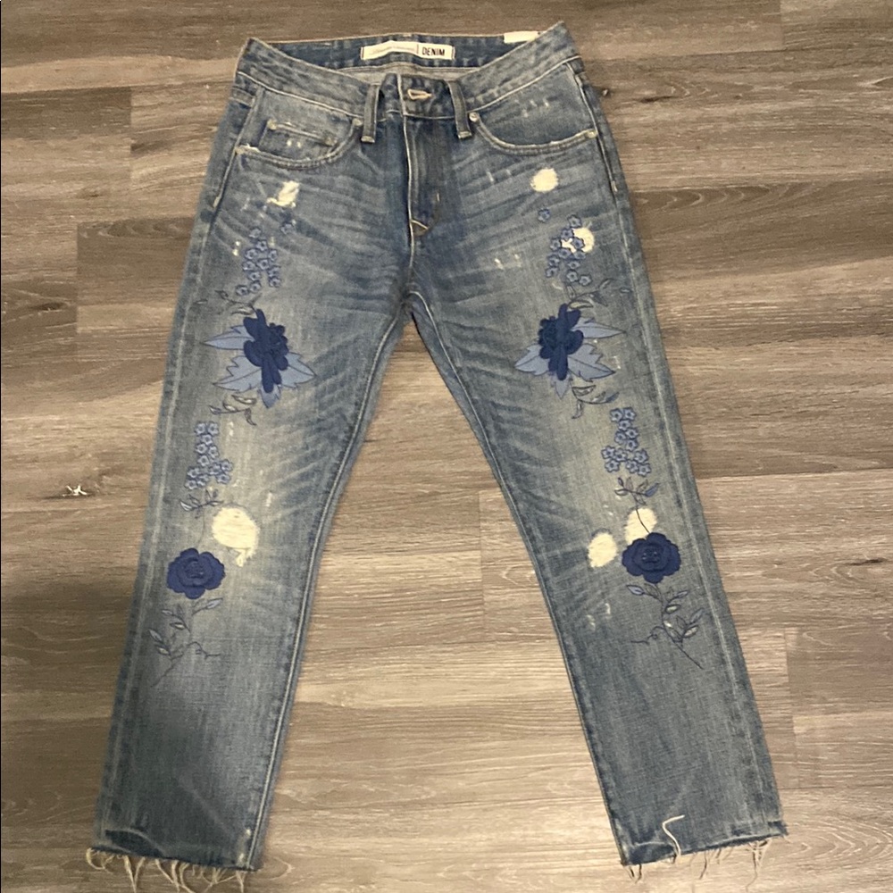 Lovers + Friends Blue Slim Fit Jeans with Distressed Details